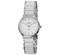 REGENT F-1625 - Reloj de pulsera para mujer (acero inoxidable, correa de cerámica, cristal de zafiro blanco, 30 mm), color plateado