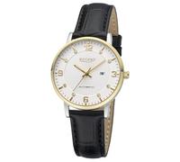REGENT F-1666 - Reloj automático para mujer, acero inoxidable, correa de piel, fondo de 33 mm, color dorado