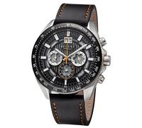Regent Hombre Reloj Analógico Pulsera de Cuero Negro Naranja URBA828