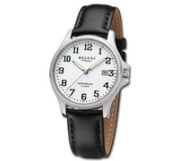 REGENT URF1432 - Reloj de pulsera analógico para hombre, correa de piel, color negro, plateado y blanco