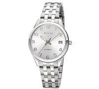 REGENT Reloj automático para mujer, acero inoxidable, esfera plateada, 5 bar, 35 mm F-1663
