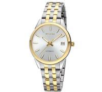 REGENT Reloj automático para mujer, acero inoxidable IPG bicolor, esfera plateada, 5 bar, 35 mm F-1665