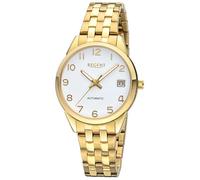 REGENT Reloj automático para mujer, acero inoxidable IPG, esfera blanca, 5 bar, 35 mm F-1664