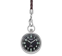 REGENT Reloj de bolsillo con cordón y bolsillo esfera negra de 43 mm P-771, plata, Clásico