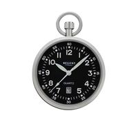 REGENT Reloj de bolsillo de acero de 43 mm, movimiento de cuarzo, cristal mineral plano P-777, plata, Clásico