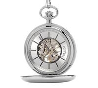 REGENT Reloj de bolsillo para hombre con esqueleto de 51 mm, cuerda manual mecánica, incluye relojes de bolsillo y cadena P-769, Dorado-blanco