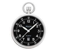 REGENT Reloj de bolsillo para hombre de acero inoxidable de 43 mm de diámetro con un mecanismo de cuarzo Miyota y cristal mineral plano en diferentes variantes, P-777-Negro/Date, Moderno
