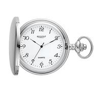 Regent Reloj de bolsillo para hombre Savonnette tapa plegable 47 mm cuarzo esfera blanca números árabes