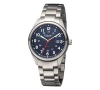 REGENT Reloj de hombre solar de titanio con correa de eslabones analógico, 10 ATM F-1538