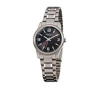 Regent Reloj de Mujer con Correa de Titanio, Carcasa de Titanio y Cierre desplegable, pequeño y Ligero, números arábigos de Cuarzo, 27 mm de diámetro, Negro, Vestido