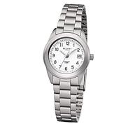 REGENT Reloj de mujer con correa de titanio, carcasa de titanio y cierre desplegable, pequeño y ligero, números arábigos de cuarzo, 26 mm de diámetro con fecha, Blanco, Pulsera
