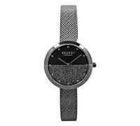 REGENT Reloj de pulsera analógico para mujer, correa de metal, color negro, UR2252543, negro-negro
