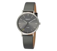 REGENT Reloj de pulsera analógico para mujer, correa de piel, color gris oscuro UR2094103, Plateado gris oscuro
