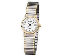Regent Reloj de pulsera para mujer F889 de acero inoxidable con cordón dorado bicolor, Pulsera