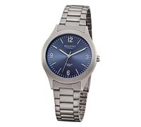 REGENT Reloj de titanio automático para hombre 37mm 5-bar esfera azul F-1438, gris, Deportivo