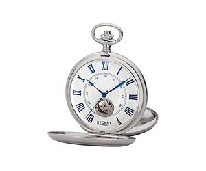 REGENT Savonnette - Reloj de Bolsillo para Hombre (53 mm, Cuerda Manual mecánica, números Romanos en Diferentes Variantes)