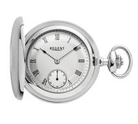 REGENT Savonnette - Reloj de bolsillo para hombre (acero inoxidable, 48 mm, segundero descentralizado, cuerda manual)