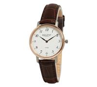 REGENT UR2094054 - Reloj de pulsera analógico para mujer, correa de piel, color marrón, Bronce Silver White