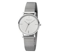REGENT URBA748 Reloj de pulsera analógico para mujer, correa de metal, color plateado, plateado y blanco