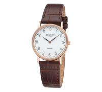 REGENT URF1431 - Reloj de pulsera analógico para mujer, correa de piel, color marrón, oro rosa-blanco
