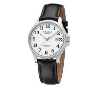 REGENT URF1432 - Reloj de pulsera analógico para hombre, correa de piel, color negro, plateado y blanco