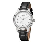 REGENT URF1567 - Reloj de pulsera analógico para mujer, correa de piel, color negro, plateado y blanco