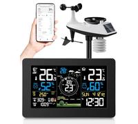 Regevo Estación Meteorológica Inalámbrica con Sensor Exterior, WIFI Estación Meteorológica con Sensor Profesional 11 en 1 para Viento, humedad, temperatura, Pronóstico del Tiempo, nivel UV, Negro