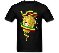 Reggae Lion Zion Hip Hop Summer Tops Hipster Clothes Cool Unisex 100% Cotton Short-Sleeve T-Shirts Black XL