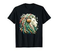 Reggae Music & Rasta, León africano con auriculares, jamaicano Camiseta