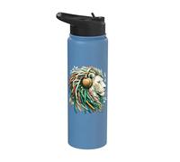 Reggae Music & Rasta, León africano con auriculares, jamaicano Stainless Steel Insulated Water Bottle