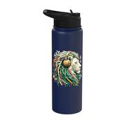 Reggae Music & Rasta, León africano con auriculares, jamaicano Stainless Steel Insulated Water Bottle