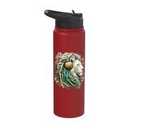 Reggae Music & Rasta, León africano con auriculares, jamaicano Stainless Steel Insulated Water Bottle