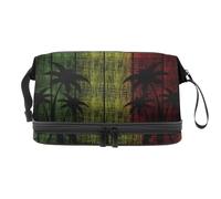 Reggae Music Relax with Coconut Tree - Bolsa de cosméticos de doble capa para mujeres y niñas, neceser de viaje para maquillaje, práctica bolsa organizadora con compartimento para brochas, multicolor,