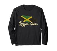 Reggae Nation Jamaica Island Design Bandera Jamaicana Rasta Manga Larga