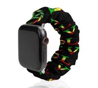 Reggae Peace Love Music Jamaica Scrunchie - Correa de repuesto elástica suave compatible con Apple Watch, 42mm/44mm, Acero inoxidable, No es una piedra preciosa