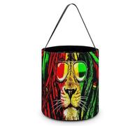 Reggae Rasta Flag Lion Funny Halloween Trick Or Treat Tote Bags Candy Gift Buckets for Party Favors Supplies