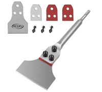 Regiis Tech SDS Plus - Rascador de suelo de 3 x 12 pulgadas de ancho, removedor de adhesivos para suelos de azulejos, herramienta de extracción fina con cuchillas de repuesto para taladro de martillo
