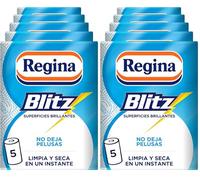 Regina Blitz Papel de Cocina | 5 Rollos | 100 Maxi-Hojas de 3 Capas | Ideal para Limpiar Superficies Domésticas | Sin Pelusas | Embalaje de Papel Reciclable (Paquete de 2)