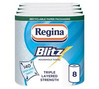Regina Blitz - Toalla para el hogar, 1120 hojas de gran tamaño, resistencia de triple capa, 8 unidades (paquete de 1)