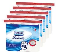 Regina Delicatis Papel higiénico, 45 Rollos de 100 Hojas, 4 Capas, Estructura de Airbag Suave, Certificado NIZP-PZH