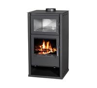 Regina F-W Wood Burning Stove with Oven Top Flue, Black/Bordo/Marfil