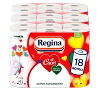 Regina Papel de cocina de corazones | Paquete de 18 rollos de 2 capas | 50 hojas por rollo | Gran absorción, grueso y resistente | Papel 100% certificado FSC®…