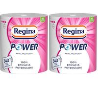 Regina Power Papel de Cocina - 2 Rollos Aún Más Largo, 340 Hojas de 2 Capas, Adecuado para Limpiar Superficies Domésticas, Embalaje Reciclable, Papel 100% Certificado FSC