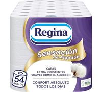 Regina Sensación de Algodón Papel Higiénico | 54 rollos | Capas extra resistentes, suaves como el algodón | Papel 100% certificado FSC®