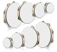 Reginary Pandereta de madera de mano para adultos, pandereta de madera de 4 tamaños de una sola fila de metal, pandereta musical educativa, regalo de ritmo, instrumento de percusión para fiesta de