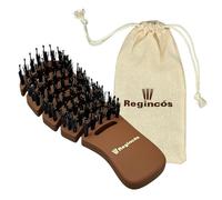 Regincós - Cepillo Pocket - Flexible - Cerda Natural - Antitirones - Desenreda - Cabello Seco y Mojado - Pequeño - Marrón