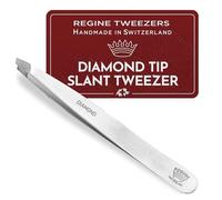 Regine Switzerland Pinzas de punta de diamante auténticas, 100% hechas a mano, acero inoxidable de grado quirúrgico, removedor de cejas y vello de precisión profesional, las mejores pinzas del mundo