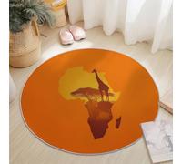 Regiones Tropicales Jirafas Acacias Alfombra Redonda 90 Cm Color Naranja Lavable A Máquina Alfombra Antideslizante para Dormitorio Sala De Estar Cocina Decoración del Hogar