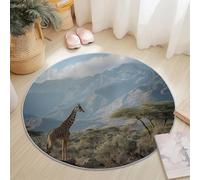 Regiones Tropicales Jirafas Acacias Alfombras Redondas Antideslizantes 60 Cm Marrón Claro Suave, Lavable A Máquina, Alfombras De Suelo Que No Se Desprenden para Dormitorio Y Sala De Estar