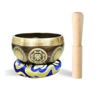 REGIS Juego de cuencos tibetanos tibetanos, decoración zen para alivio del estrés y atención plena, cuenco hecho a mano en Nepal para curación y atención plena (marrón, 3 pulgadas)